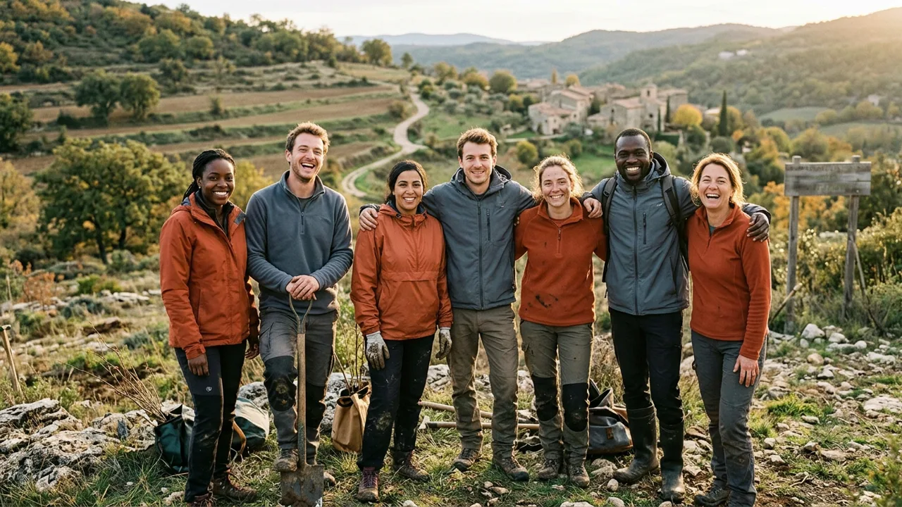 Bénévoles engagés lors d'un chantier de la Société Européenne des Explorateurs